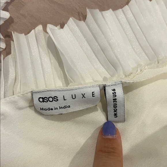 ASOS White Pleated Ruffle Blouse - Picture 2 of 4